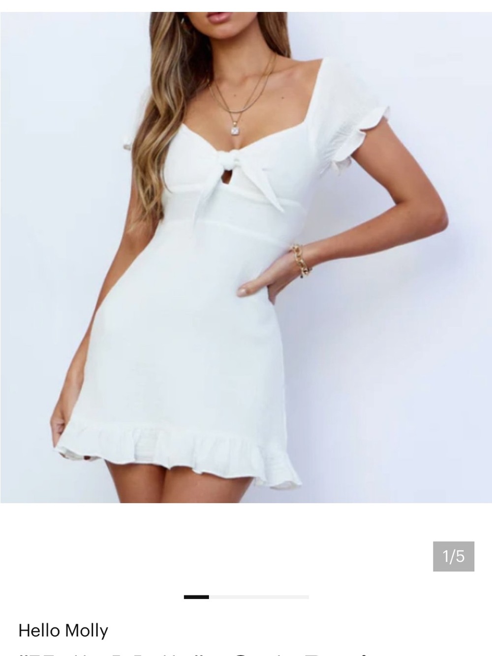 Hello Molly White Tie-Front Ruffle Mini Dress